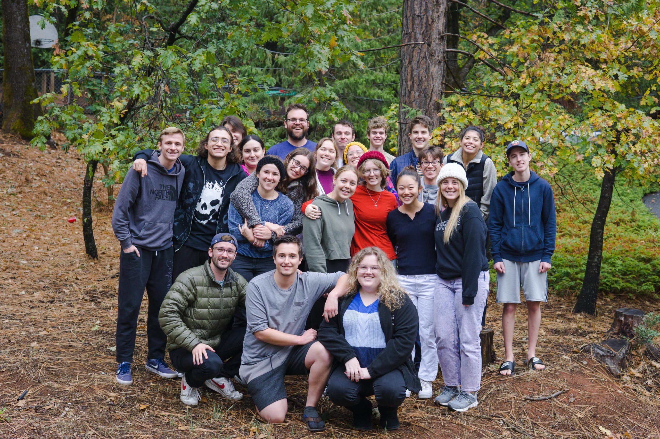 group photo of college students on retreat together with college life christian fellowship of UC Davis